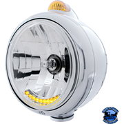 STAINLESS STEEL GUIDE 682-C HEADLIGHT H4 WITH 6 AMBER LED & DUAL MODE LED SIGNAL (Choose Color) HEADLIGHT Amber Light Gray