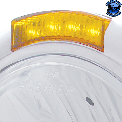 CHROME CLASSIC HEADLIGHT CRYSTAL H4 BULB & LED TURN SIGNAL (Choose Color) HEADLIGHT Amber,Clear Light Gray