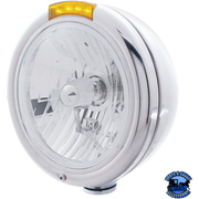 CHROME CLASSIC HEADLIGHT CRYSTAL H4 BULB & LED TURN SIGNAL (Choose Color) HEADLIGHT Amber Light Gray