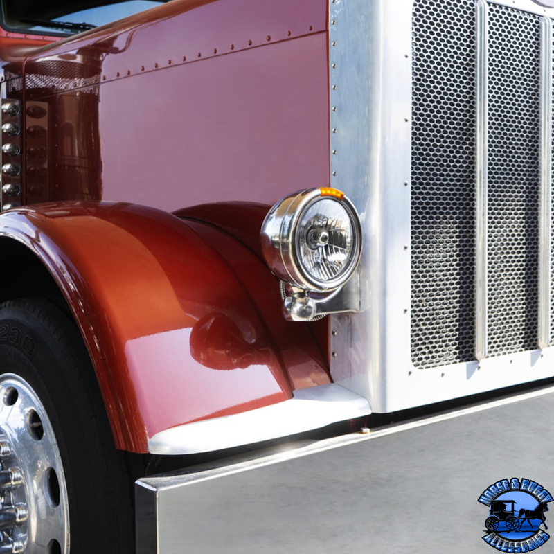 STAINLESS STEEL CLASSIC HEADLIGHT CRYSTAL H4 BULB & LED TURN SIGNAL (Choose Color) HEADLIGHT Amber,Clear Light Slate Gray