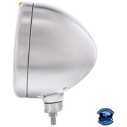 STAINLESS STEEL CLASSIC HEADLIGHT CRYSTAL H4 BULB & LED TURN SIGNAL (Choose Color) HEADLIGHT Amber,Clear Light Gray