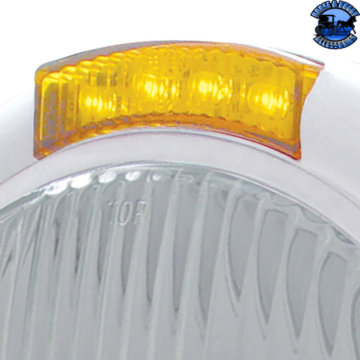 CLASSIC HEADLIGHT ASSEMBLY H4 BULB & LED TURN SIGNAL (Choose Color) (Choose Lens Color) HEADLIGHT Chrome / Amber,Chrome / Clear,Stainless / Amber,Stainless / Clear Gray