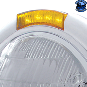 STAINLESS STEEL CLASSIC HEADLIGHT 6014 BULB & LED TURN SIGNAL (Choose Color) HEADLIGHT Amber,Clear Gray