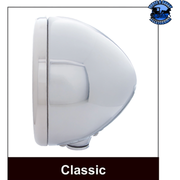 STAINLESS STEEL CLASSIC HEADLIGHT 6014 BULB & LED TURN SIGNAL (Choose Color) HEADLIGHT Amber,Clear Light Gray