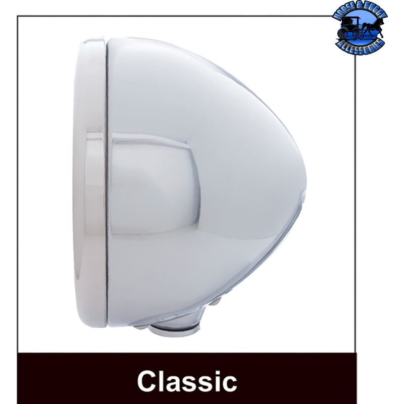 STAINLESS STEEL CLASSIC HEADLIGHT 6014 BULB & LED TURN SIGNAL (Choose Color) HEADLIGHT Amber,Clear Light Gray