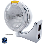 STAINLESS STEEL CLASSIC HEADLIGHT 6014 BULB & LED TURN SIGNAL (Choose Color) HEADLIGHT Amber,Clear Gray