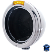 CLASSIC HEADLIGHT NO BULB WITH LED TURN SIGNAL (Choose Color) (Choose Lens Color) HOUSING Stainless / Amber Gray