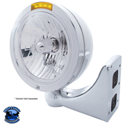 STAINLESS STEEL BULLET CLASSIC HEADLIGHT ASSEMBLY WITH CRYSTAL H4 BULB & LED TURN SIGNAL (Choose Color) HEADLIGHT Amber,Clear Light Gray