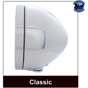 STAINLESS STEEL BULLET CLASSIC HEADLIGHT ASSEMBLY WITH CRYSTAL H4 BULB & LED TURN SIGNAL (Choose Color) HEADLIGHT Amber,Clear Gray