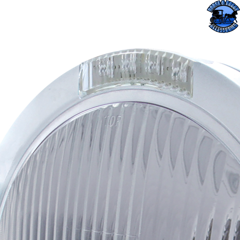 STAINLESS STEEL BULLET CLASSIC HEADLIGHT H4 BULB & LED TURN SIGNAL (Choose Color) HEADLIGHT Amber,Clear Gray