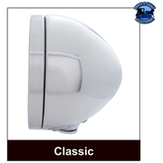 STAINLESS STEEL BULLET CLASSIC HEADLIGHT H6024 BULB & LED TURN SIGNAL (Choose Color) HEADLIGHT Amber,Clear Gray