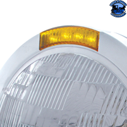 STAINLESS STEEL BULLET CLASSIC HEADLIGHT H6024 BULB & LED TURN SIGNAL (Choose Color) HEADLIGHT Amber,Clear Gray