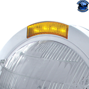 STAINLESS STEEL BULLET CLASSIC HEADLIGHT 6014 BULB & LED TURN SIGNAL (Choose Color) HEADLIGHT Amber,Clear Gray
