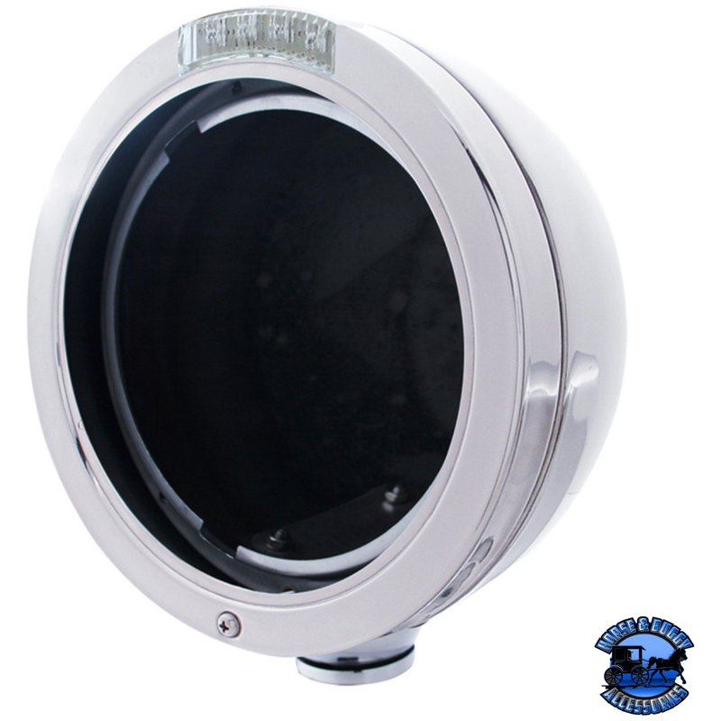 STAINLESS STEEL BULLET CLASSIC HEADLIGHT NO BULB WITH LED TURN SIGNAL (Choose Color) HOUSING Clear Black