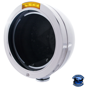 STAINLESS STEEL BULLET CLASSIC HEADLIGHT NO BULB WITH LED TURN SIGNAL (Choose Color) HOUSING Amber Light Gray