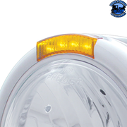 STAINLESS STEEL CLASSIC HALF MOON HEADLIGHT CRYSTAL H4 BULB & LED TURN SIGNAL (Choose Color) HEADLIGHT Amber,Clear Light Gray