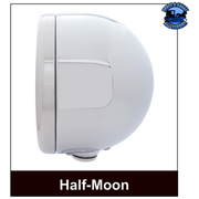 STAINLESS STEEL CLASSIC HALF MOON HEADLIGHT CRYSTAL H4 BULB & LED TURN SIGNAL (Choose Color) HEADLIGHT Amber,Clear Light Gray