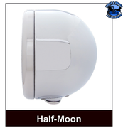 STAINLESS STEEL CLASSIC HALF MOON HEADLIGHT H4 BULB & LED TURN SIGNAL (Choose Color) HEADLIGHT Amber,Clear Light Gray