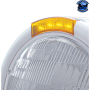 STAINLESS STEEL CLASSIC HALF MOON HEADLIGHT H6024 BULB & LED TURN SIGNAL (Choose Color) HEADLIGHT Amber,Clear Gray