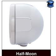 STAINLESS STEEL CLASSIC HALF MOON HEADLIGHT H6024 BULB & LED TURN SIGNAL (Choose Color) HEADLIGHT Amber,Clear Light Gray