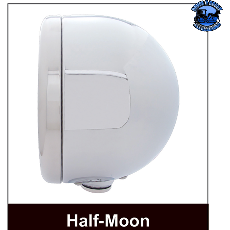 STAINLESS STEEL CLASSIC HALF MOON HEADLIGHT H6024 BULB & LED TURN SIGNAL (Choose Color) HEADLIGHT Amber,Clear Light Gray