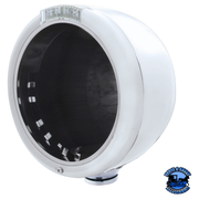 STAINLESS STEEL CLASSIC HALF MOON HEADLIGHT NO BULB WITH LED TURN SIGNAL (Choose Color) HOUSING Clear Light Gray