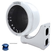 STAINLESS STEEL CLASSIC HALF MOON HEADLIGHT NO BULB WITH LED TURN SIGNAL (Choose Color) HOUSING Clear,Amber Light Gray