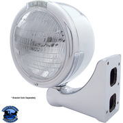 STAINLESS STEEL CLASSIC HALF MOON HEADLIGHT 6014 BULB & LED TURN SIGNAL (Choose Color) HEADLIGHT Clear,Amber Gray