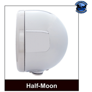 STAINLESS STEEL CLASSIC HALF MOON HEADLIGHT 6014 BULB & LED TURN SIGNAL (Choose Color) HEADLIGHT Clear,Amber Light Gray