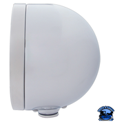 STAINLESS STEEL BULLET HALF MOON HEADLIGHT H4 BULB & LED TURN SIGNAL (Choose Color) HEADLIGHT Amber,Clear Gray