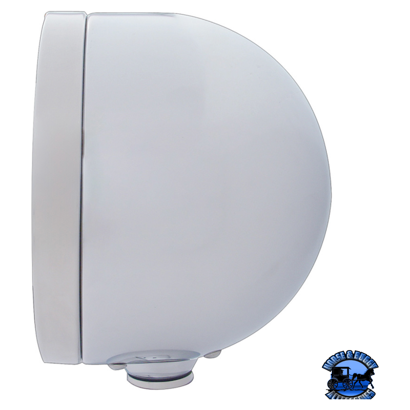 STAINLESS STEEL BULLET HALF MOON HEADLIGHT H4 BULB & LED TURN SIGNAL (Choose Color) HEADLIGHT Amber,Clear Gray