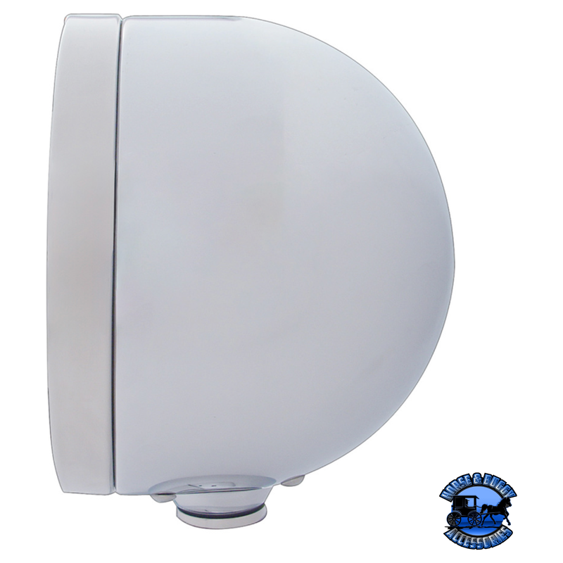 STAINLESS STEEL BULLET HALF MOON HEADLIGHT H6024 BULB & LED TURN SIGNAL (Choose Color) HEADLIGHT Amber,Clear Gray