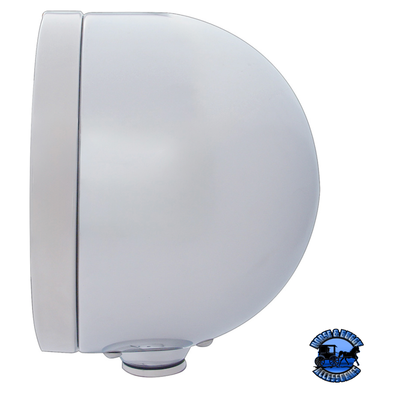 STAINLESS STEEL BULLET HALF MOON HEADLIGHT 6014 BULB & LED TURN SIGNAL (Choose Color) HEADLIGHT Amber,Clear Gray