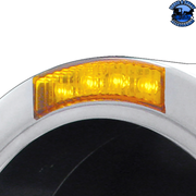 STAINLESS STEEL BULLET HALF MOON HEADLIGHT NO BULB WITH LED TURN SIGNAL (Choose Color) HEADLIGHT Amber,Clear Gray