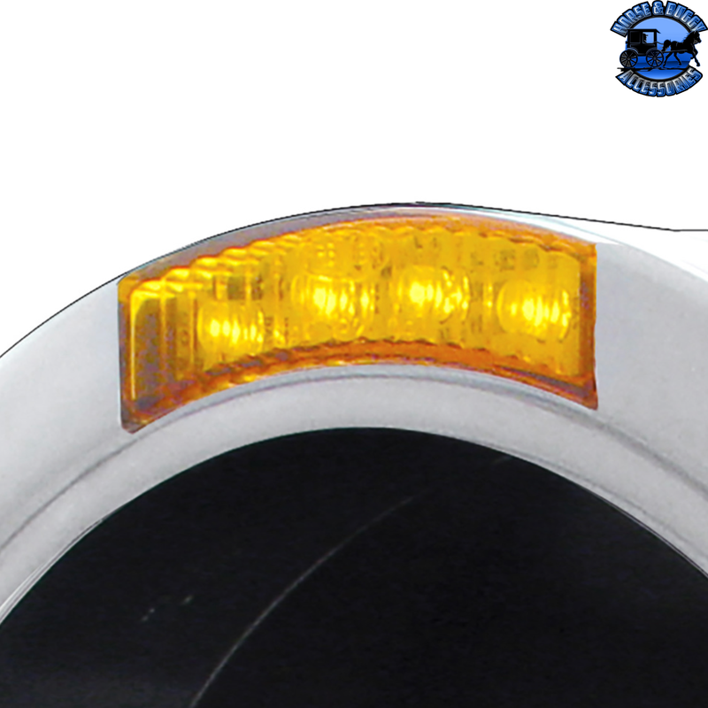 STAINLESS STEEL BULLET HALF MOON HEADLIGHT NO BULB WITH LED TURN SIGNAL (Choose Color) HEADLIGHT Amber,Clear Gray