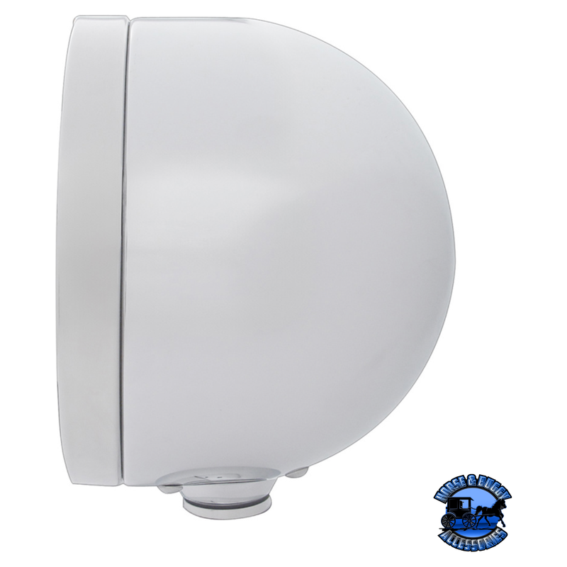 STAINLESS STEEL BULLET HALF MOON HEADLIGHT NO BULB WITH LED TURN SIGNAL (Choose Color) HEADLIGHT Amber,Clear Light Gray