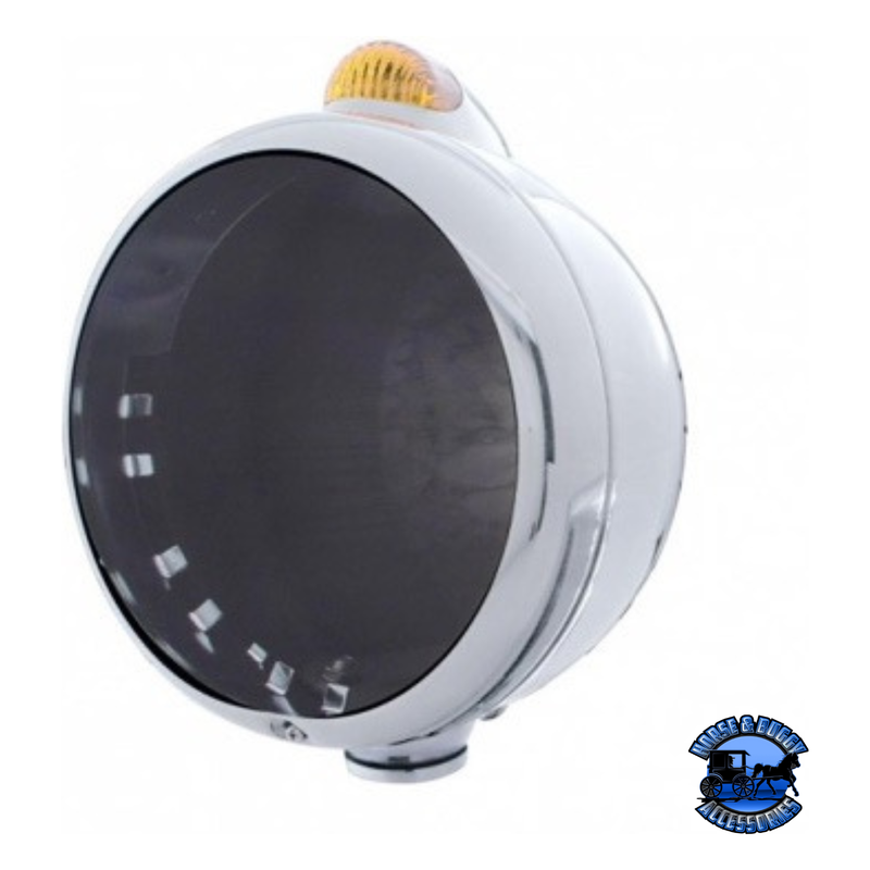 CHROME GUIDE 682-C HEADLIGHT NO BULB WITH LED SIGNAL (Choose Mode) (Choose Color) HEADLIGHT Single / Amber,Dual / Amber Light Gray