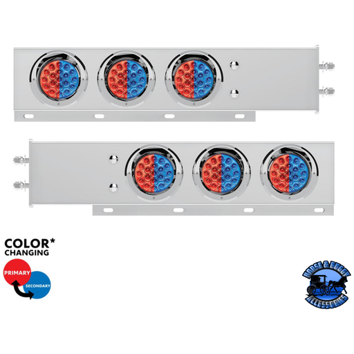 2-1/2" BOLT PATTERN SS SPRING LOADED LIGHT BAR WITH 6X DOUBLE FURY 19 LED LIGHTS & VISORS (Choose Color) light bar Red & Blue Light Gray