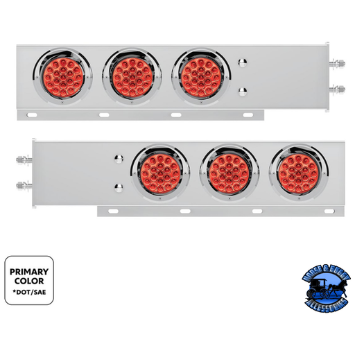 2-1/2" BOLT PATTERN SS SPRING LOADED LIGHT BAR WITH 6X DOUBLE FURY 19 LED LIGHTS & VISORS (Choose Color) light bar Red & Blue,Red & Green,Red & Purple,Red & White,Red & Amber Light Gray