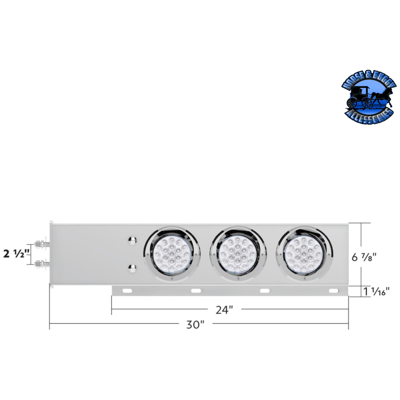 2-1/2" BOLT PATTERN SS SPRING LOADED LIGHT BAR WITH 6X DOUBLE FURY 19 LED LIGHTS & VISORS (Choose Color) light bar Red & Blue,Red & Green,Red & Purple,Red & White,Red & Amber Light Gray