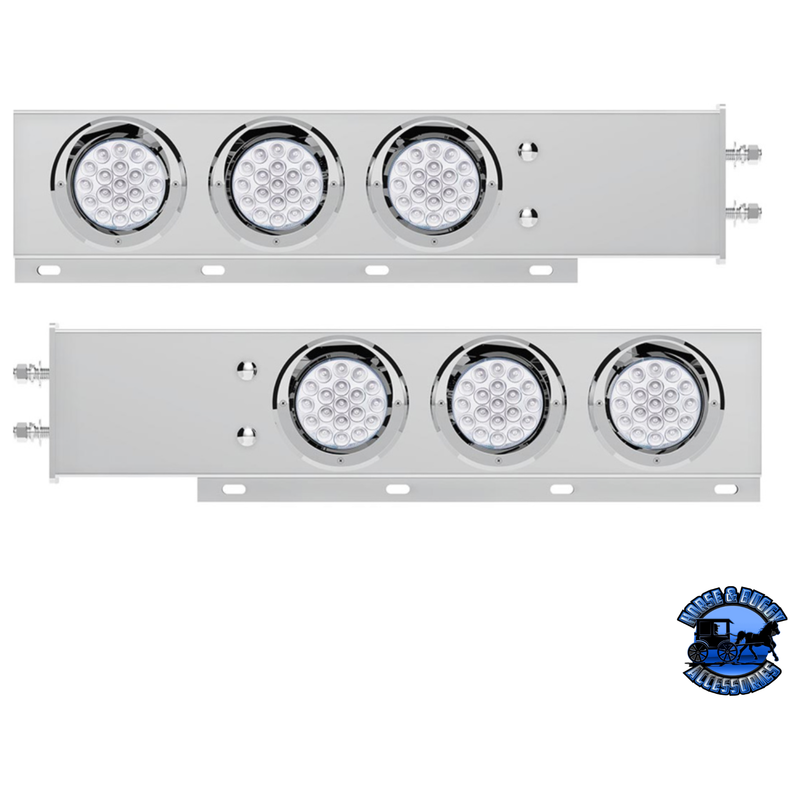 2-1/2" BOLT PATTERN SS SPRING LOADED LIGHT BAR WITH 6X DOUBLE FURY 19 LED LIGHTS & VISORS (Choose Color) light bar Red & Blue,Red & Green,Red & Purple,Red & White,Red & Amber Light Gray