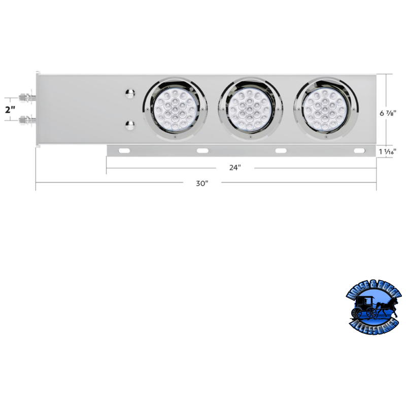 2" BOLT PATTERN SS SPRING LOADED LIGHT BAR WITH 6X DOUBLE FURY 19 LED LIGHTS & VISORS (Choose Color) light bar Red & Blue,Red & Green,Red & Purple,Red & White,Red & Amber Light Gray