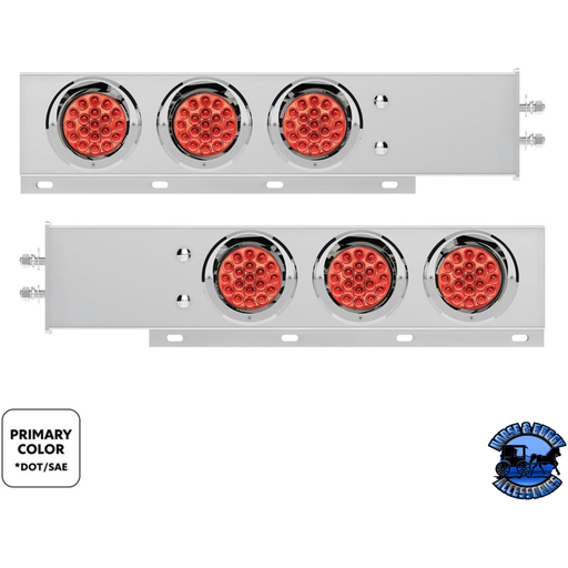 2" BOLT PATTERN SS SPRING LOADED LIGHT BAR WITH 6X DOUBLE FURY 19 LED LIGHTS & VISORS (Choose Color) light bar Red & Blue,Red & Green,Red & Purple,Red & White,Red & Amber Light Gray