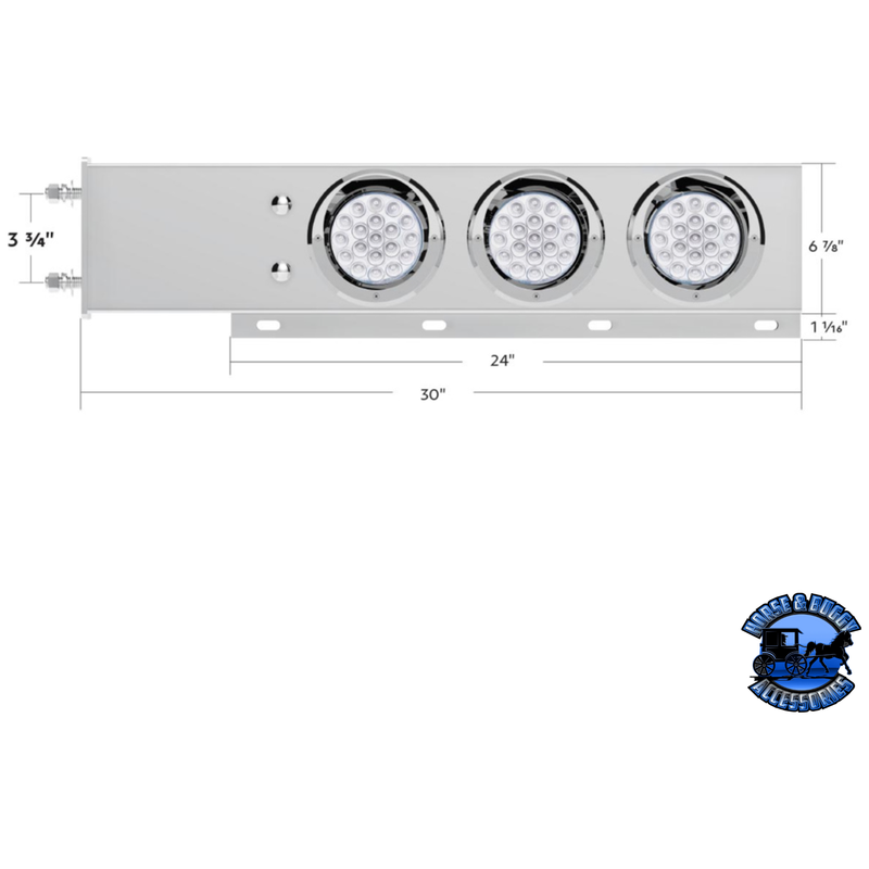 3-3/4" BOLT PATTERN SS SPRING LOADED LIGHT BAR WITH 6X DOUBLE FURY 19 LED LIGHTS & VISORS (Choose Color) light bar Red & White,Red & Blue,Red & Green,Red & Purple,Red & Amber Light Gray