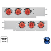 3-3/4" BOLT PATTERN SS SPRING LOADED LIGHT BAR WITH 6X DOUBLE FURY 19 LED LIGHTS & VISORS (Choose Color) light bar Red & White,Red & Blue,Red & Green,Red & Purple,Red & Amber Light Gray