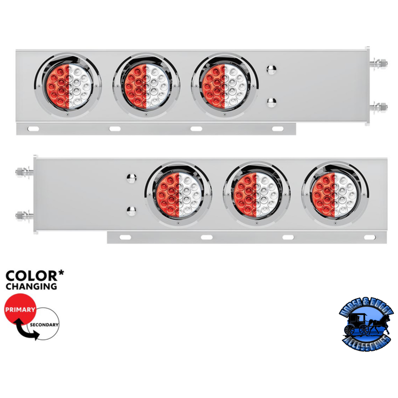 3-3/4" BOLT PATTERN SS SPRING LOADED LIGHT BAR WITH 6X DOUBLE FURY 19 LED LIGHTS & VISORS (Choose Color) light bar Red & White Light Gray