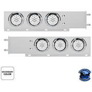 3-3/4" BOLT PATTERN SS SPRING LOADED LIGHT BAR WITH 6X DOUBLE FURY 19 LED LIGHTS & VISORS (Choose Color) light bar Red & White,Red & Blue,Red & Green,Red & Purple,Red & Amber Light Gray