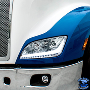 PROJECTION HEADLIGHT WITH LED POSITION LIGHT & SEQUENTIAL SIGNAL FOR 2012-2021 PETERBILT 579 (Choose Color) (Choose Choose Side) HEADLIGHT Chrome / Driver's Side,Chrome / Passenger's Side,Black / Driver's Side,Black / Passenger's Side Midnight Blue