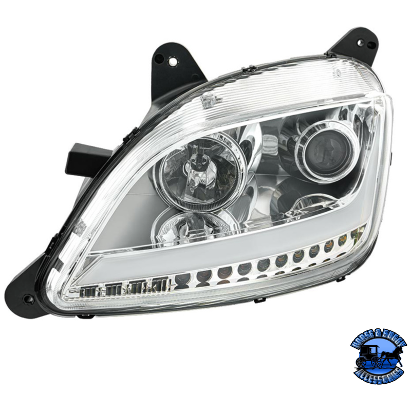 PROJECTION HEADLIGHT WITH LED POSITION LIGHT & SEQUENTIAL SIGNAL FOR 2012-2021 PETERBILT 579 (Choose Color) (Choose Choose Side) HEADLIGHT Chrome / Driver's Side,Chrome / Passenger's Side,Black / Driver's Side,Black / Passenger's Side Light Gray