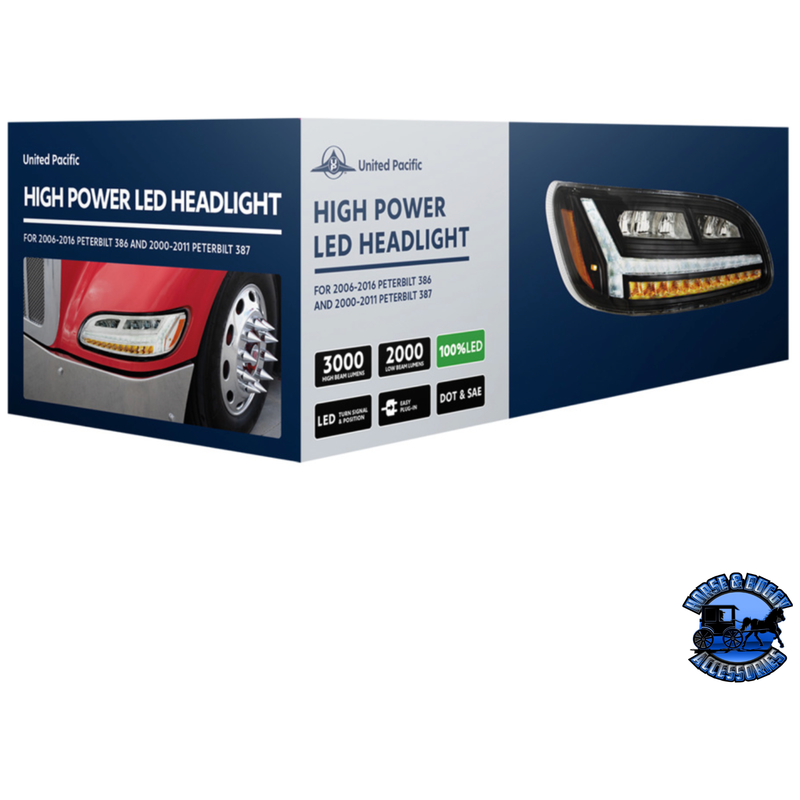 6 LED HEADLIGHT FOR PETERBILT 386 (2006-2016) & 387 (2000-2011) (Choose Color) (Choose Side) HEADLIGHT Chrome / Driver's Side,Chrome / Passenger's Side,Black / Driver's Side,Black / Passenger's Side Gray